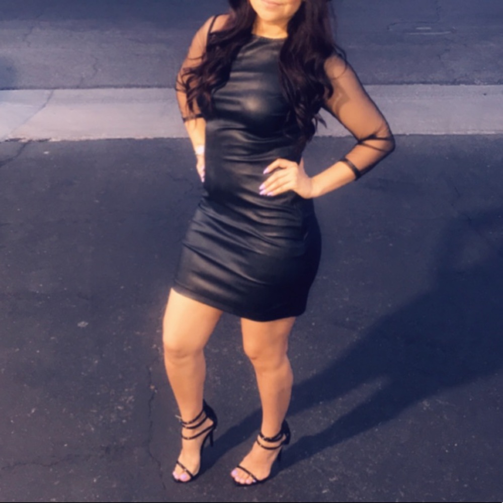 Topshop faux leather and mesh dress size 6 - Picture 1 of 5